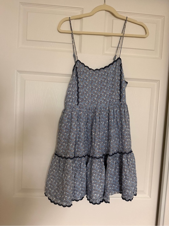 Urban Outfitters Dresses & Skirts - Urban Outfitters Blue Floral Tiered babydoll Sundress with Navy Trim